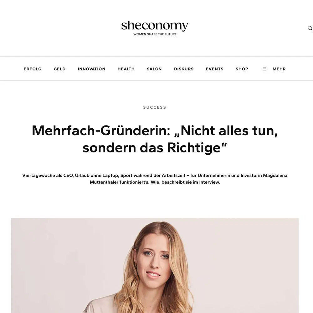 Online-Interview mit Magdalena im Magazin Sheconomy